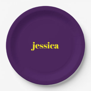 Color block minimalist custom name paper plate