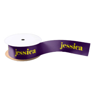 Color block minimalist custom name  satin ribbon