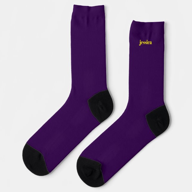 Color block minimalist custom name  socks (Left)