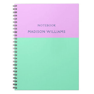 Color Block Name Pastel Neon Mint and Pink Notebook