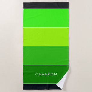 Color Block Name Stripes Green Black Beach Towel