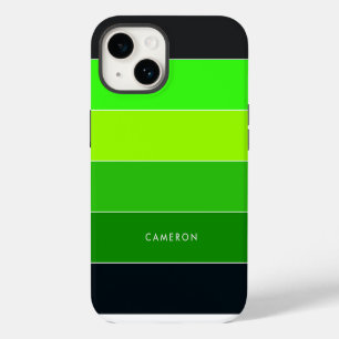 Color Block Name Stripes Green Black iPhone 14 Case