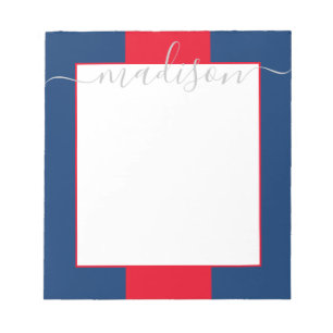 Color Block Personalized Script Name Notepad