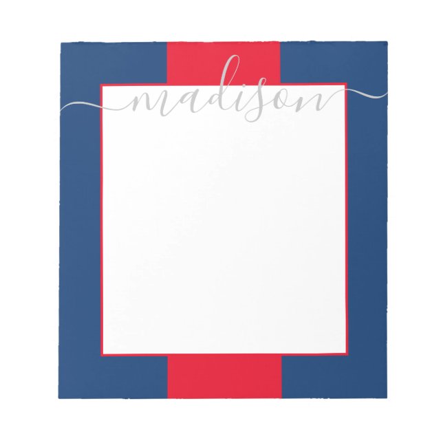 Color Block Personalized Script Name Notepad (Front)