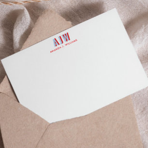 COLOR BLOCK SHADOW LETTER CUSTOM MONOGRAM  CARD