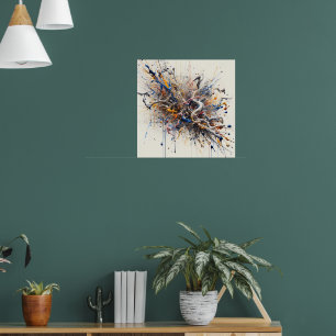 Color Burst Abstract Art – Energetic Paint Splash Poster