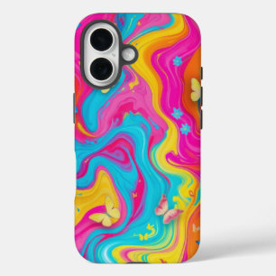 Color Burst Butterfly Marble Phone Case