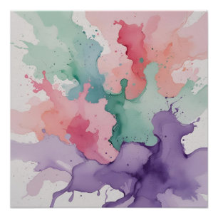 Color Burst Watercolor – Abstract Energy in Vibran Poster