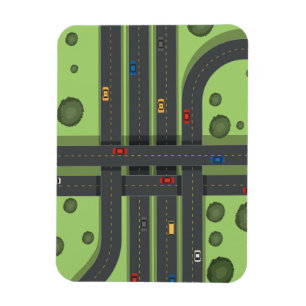 Color Cartoon Highway & Cars Cool Background Graph Magnet