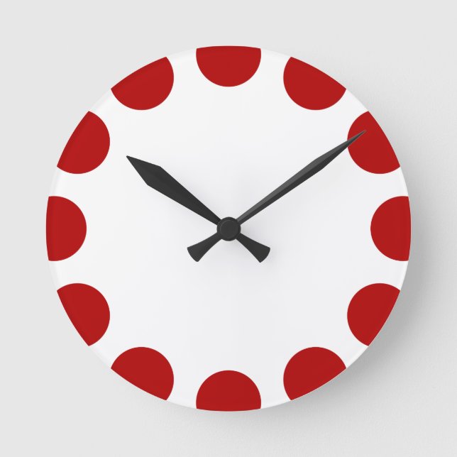Color Crescent - Ruby with White Round Clock (Front)