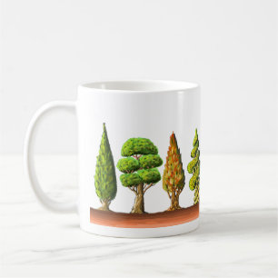 Color drawings of cypress trees coffee mug