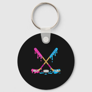 Color Drip Hockey Sticks Youth Tee Funny Ice-hocke Key Ring