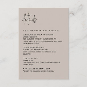 Color Editable Wedding Details Card