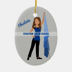 Color Guard Brown Hair In Blue and Black Ceramic Tree Decoration