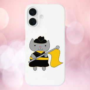 Color Guard Cat Black and Yellow Gold iPhone 16 Case