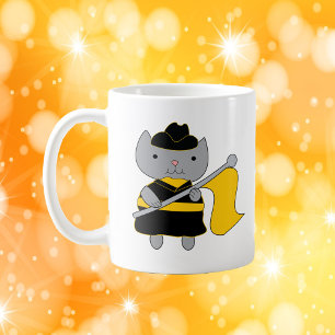 Color Guard Cat Black and Yellow Gold Coffee Mug