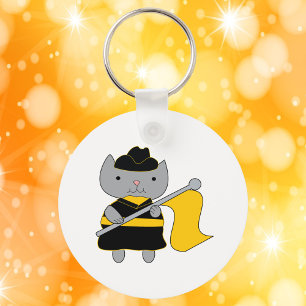 Color Guard Kawaii Cat Black Yellow Key Ring