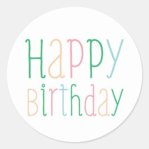 Color Happy Birthday Classic Round Sticker
