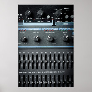 Color image of many buttons in a sound recording s poster