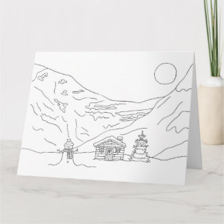 Color in Christmas Landscape Card
