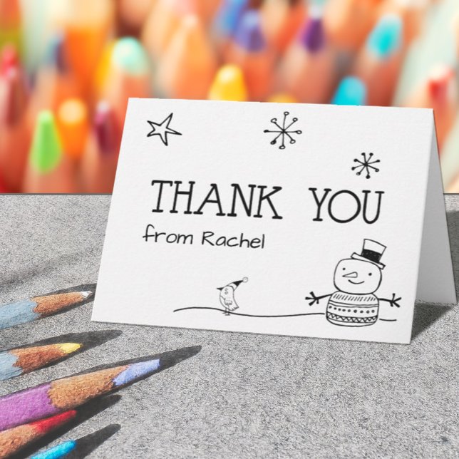 Color It Yourself Snowman Thank You Postcard (Creator Uploaded)