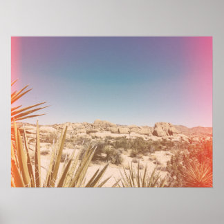 Color Light Leak Boulders at Joshua Tree Poster