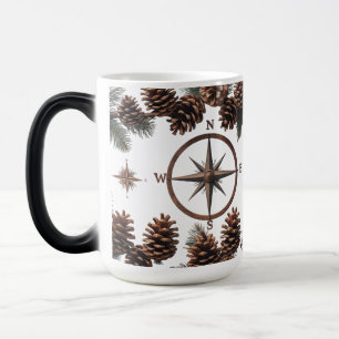 Color Morphing Mug   Rustic Compass & Pinecone 
