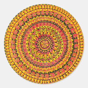 Color Orange Mandala Original Art  Classic Round Sticker