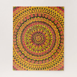 Color Orange Mandala Original Art Difficult Jigsaw Puzzle