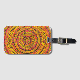 Color Orange Mandala Original Art Luggage Tag