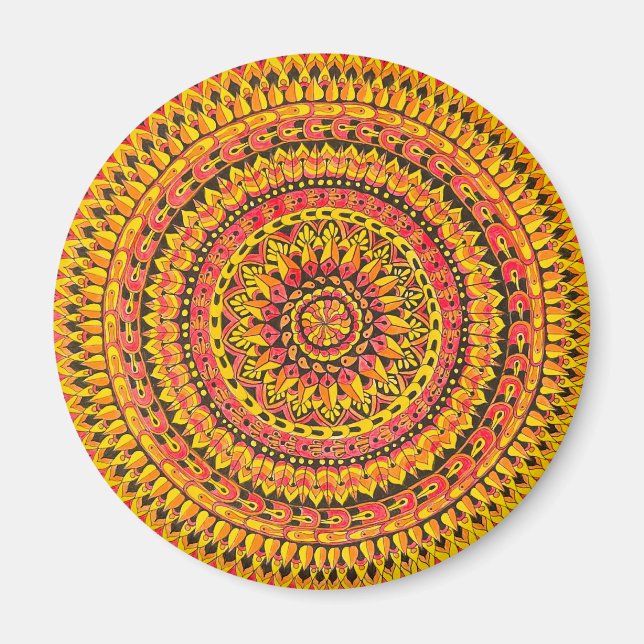 Color Orange Mandala Original Art  Magnet (Front)
