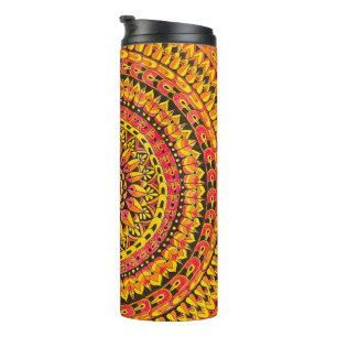 Color Orange Mandala Original Art  Thermal Tumbler