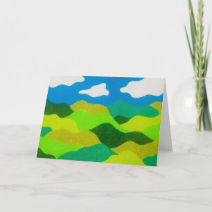 Color Pencil Abstract Landscape Blue Sky Card