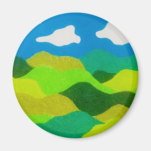 Color Pencil Abstract Landscape Blue Sky  Magnet (Front)