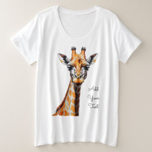 Color Pencil Giraffe Sketch – Artistic Hand-Drawn Plus Size T-Shirt