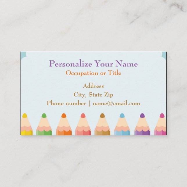 Color Pencils Artist School Teacher Tutor Business Card (Front)