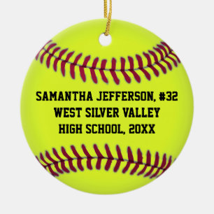 Color Photo Softball Sports Ceramic Tree Decoration