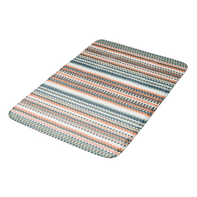 Color-Play Geo Striped Design Bath Mat (Angled)