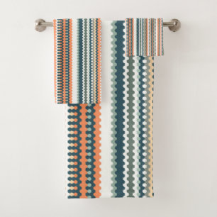 Color-Play Geo Striped Design Bath Towel Set