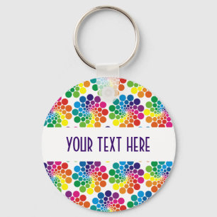 Color Points Circle Pattern + your backgr. & text Key Ring