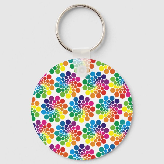 Color Points Circle Pattern + your background Key Ring (Front)