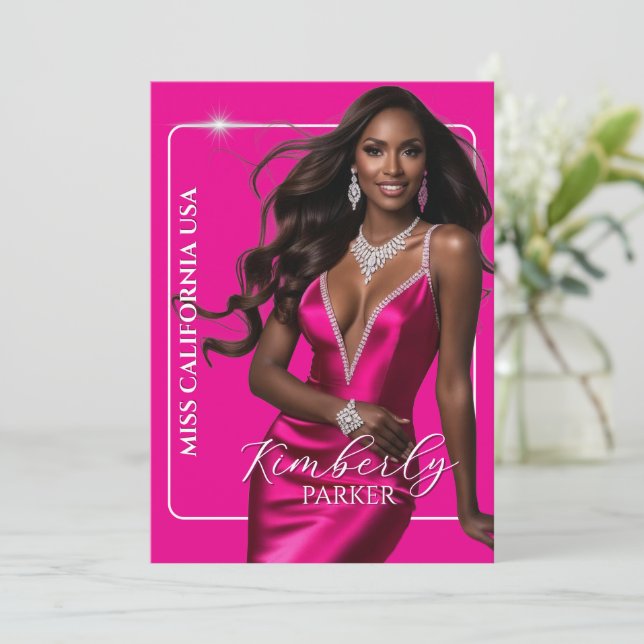 Color Pop Cutout Pageant Autograph Printed Card (Standing Front)