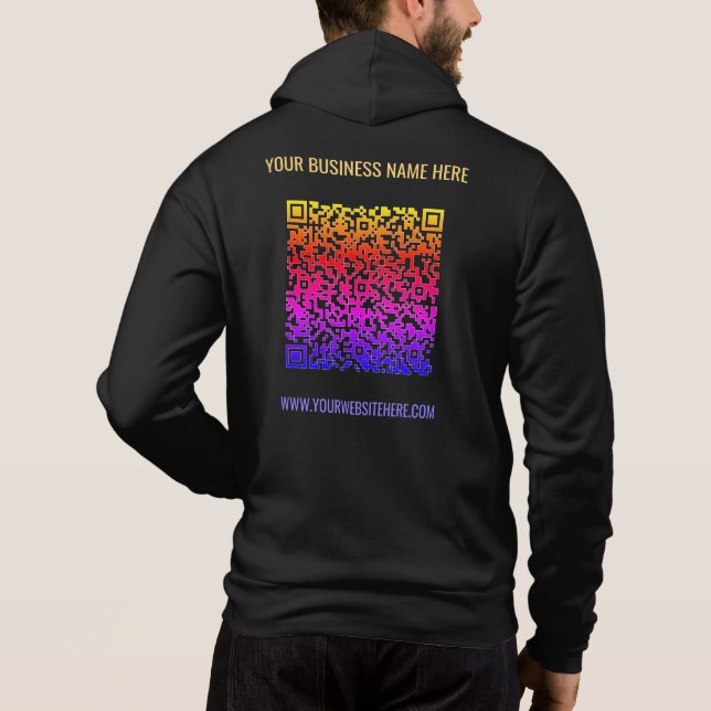 Color QR Code Business Hoodie with Custom Text (Back)