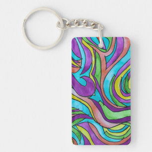 Color Rhythm-Hand Painted Abstract Watercolor Art Key Ring