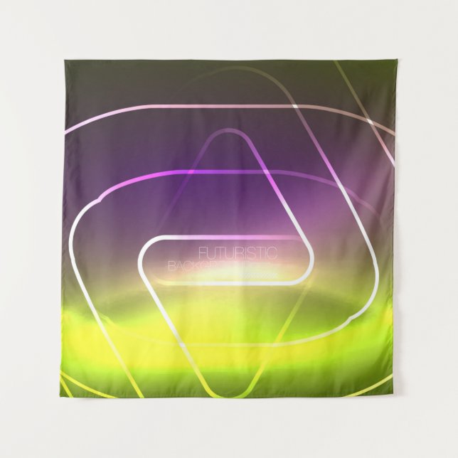 Color shiny neon lights background with abstract l tapestry (Front)