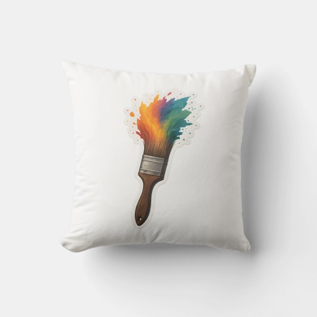 Color Splash Paintbrush Cushion (Front)