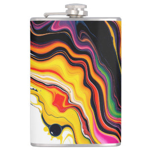 Color Splash Swirl – Vibrant Abstract Drip Art Hip Flask