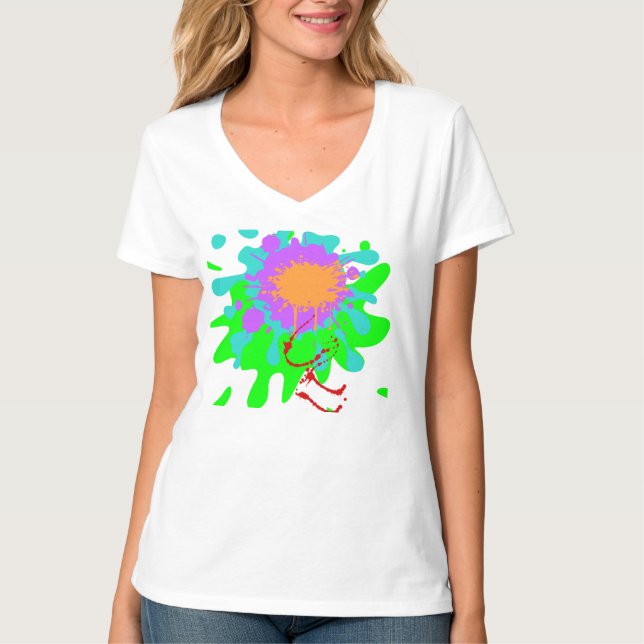 Color Splash women's basic V-neck tshirt (Front)