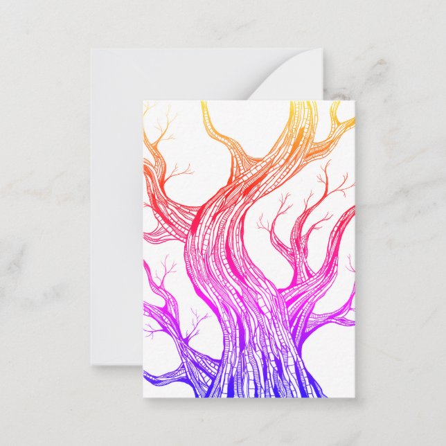 Color Spooky Abstract Tree Pen Drawing Card (Front)