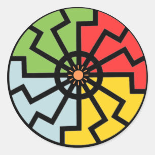 Color Sun Wheel Symbol Classic Round Sticker